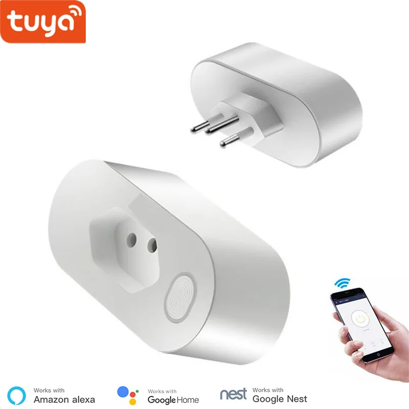 

Alexa Compatible WiFi Socket Brazil Standard 16A Smart outlet Tuya App Remote Control Power Monitor timer Voice control