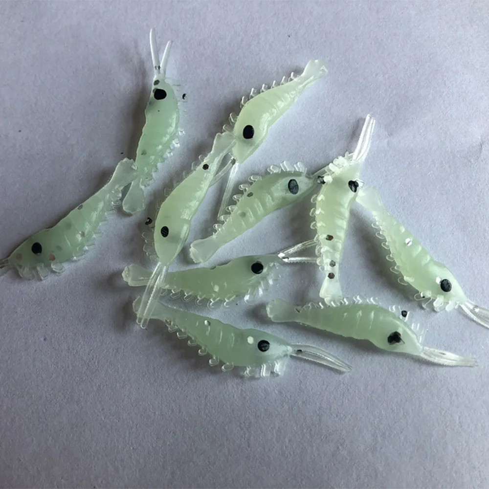 20 шт./лот мини силиконовые светящиеся мягкие приманки креветки 35 мм/0 3 г