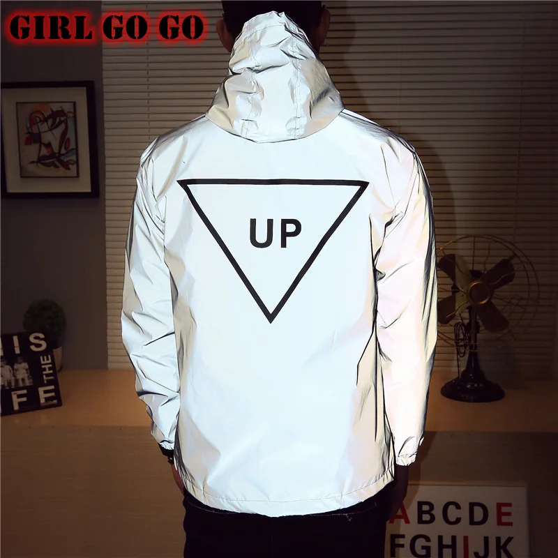 Ветровка в стиле хип хоп для мужчин и женщин светоотражающая светящаяся куртка