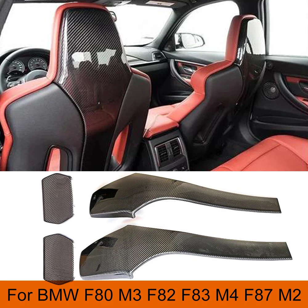 Car Inner Seat Back Covers Trims for BMW F80 M3 F82 F83 M4 F87 M2 M2C Sedan Coupe Convertible 2014 - 2018 Carbon Fiber Seat Back