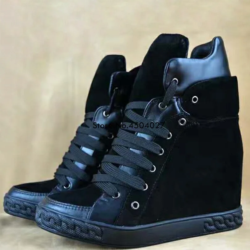 Женские ботинки новые весенние ботильоны на скрытой танкетке модные платформе с