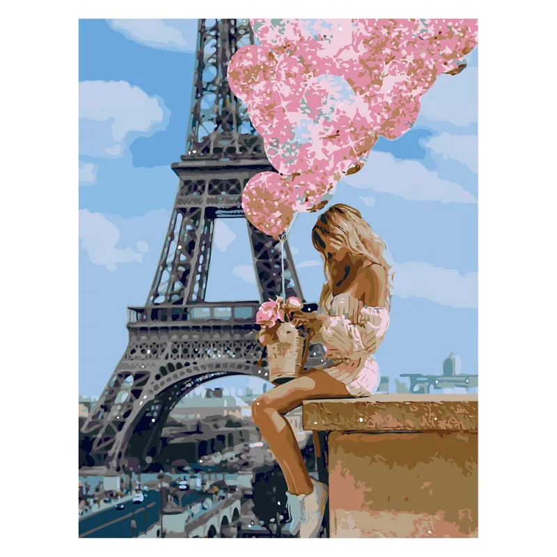40*50cm Paris Railroad Diy Digital Painting By Number Kit For Adults Kids Wall Art Paintings Home Decoration | Дом и сад