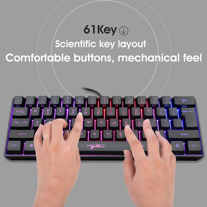 new v700 61 key mechanical keyboard usb wired rgb backlit axis gaming mechanical keyboard gateron optical switches for desktop free global shipping