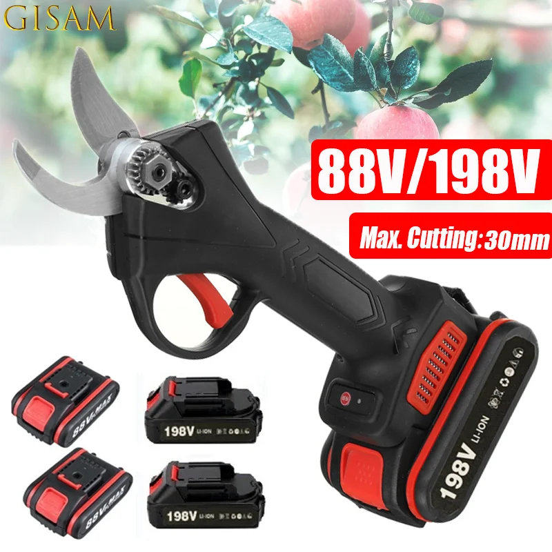 

Cordless Electric Pruner 88V 198V Lithium-Ion Battery Pruning Fruit Tree Power Shear Tools Bonsai Branches Cutter Landscaping