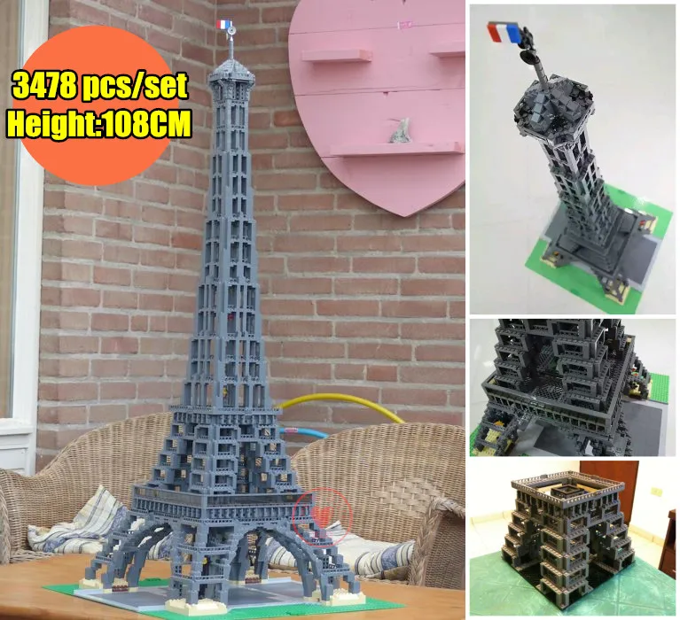 Новинка 10181 года. Модель с изображением Эйфелевой башни. героев мультфильма