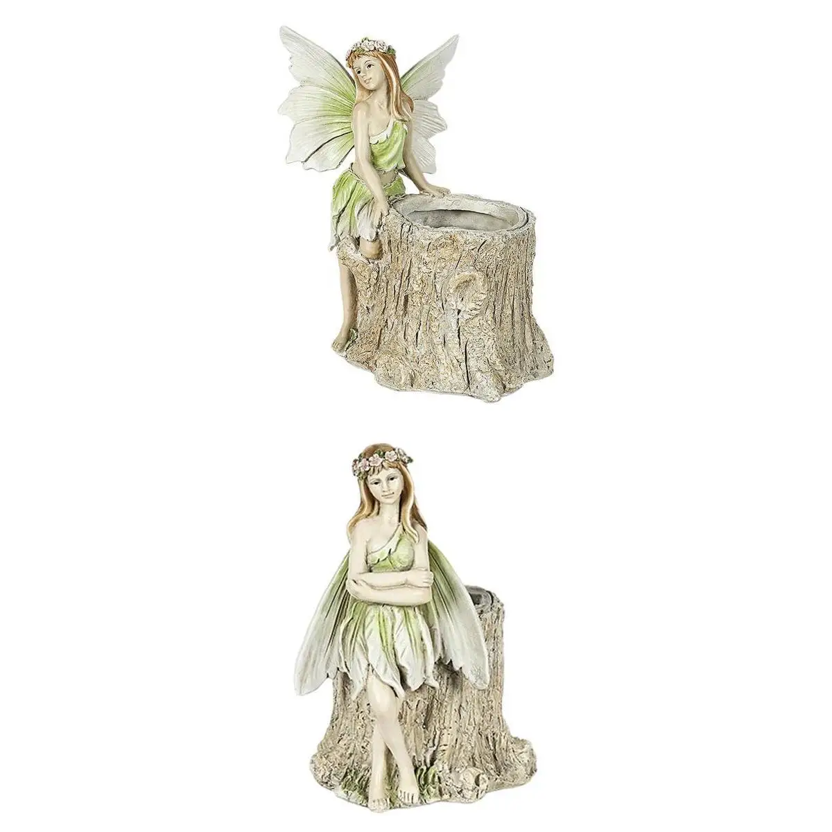 

Pack of 2 Decorated Fairies Figurines Planter Garden Statue for Decor Crafts
