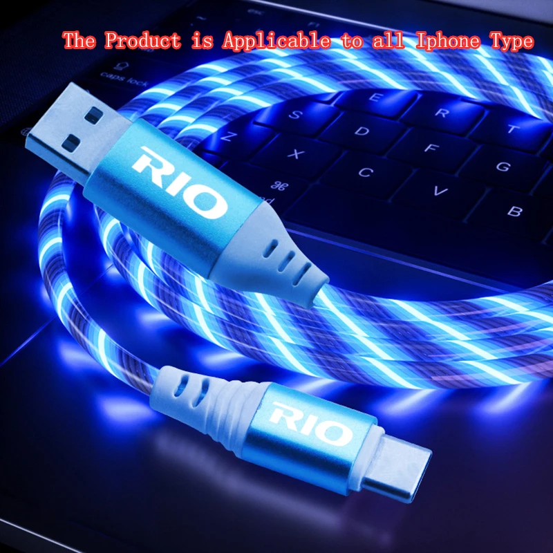 

IPhone 12 Pro Max 11 X XR XS 8 7 Fast Charging LED Wire Flow Luminous Lighting cable For KIA RIO K2 K3 2 3 2010-2017 Accessories