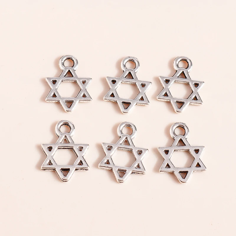 

100pcs 12*9mm Classic Alloy Star Charms Bracelet Earring Necklace Pendants for Diy Jewelry Making Accessories