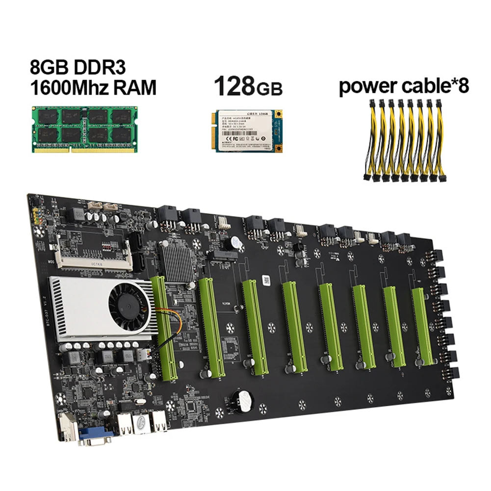 BTC-D37 8 графика майнинговая материнская плата 8x PCI Express 16X DDR3 SODIMM Шахтерская Pro