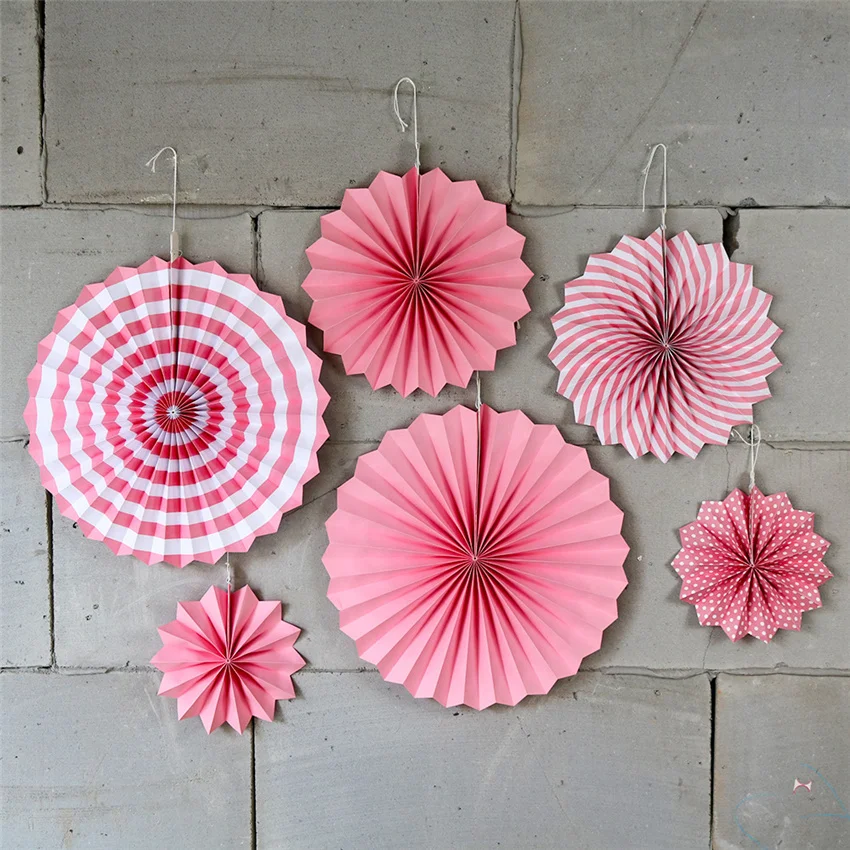 

6pcs 20/30/40cm Tissue Paper Cut-Out Paper Fans Pinwheels Hanging Flower Paper Crafts for Wedding Party Halloween Decor