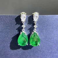 knriquen 1014mm emerald turquoise earrings sterling silver 925 gemstone drop earrings for women wedding party fine jewelry gift