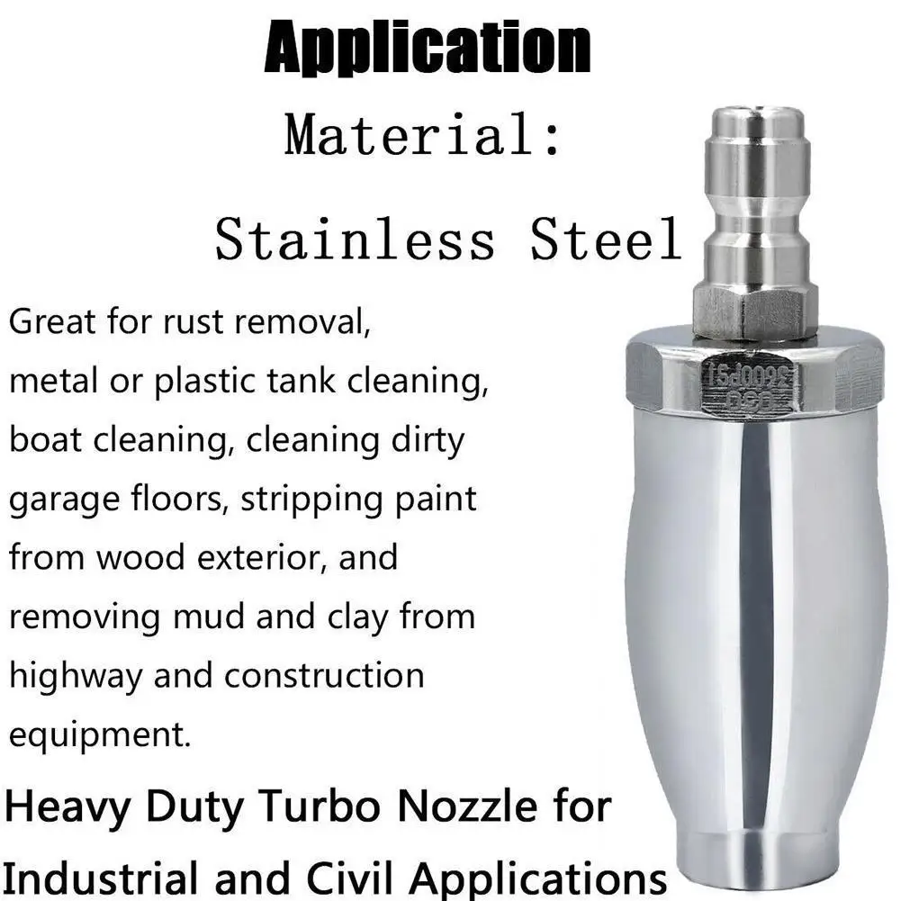 

Hot 3600PSI Pressure Washer Turbo Rotating Nozzle with 1/4 Inch Quick Connect tool