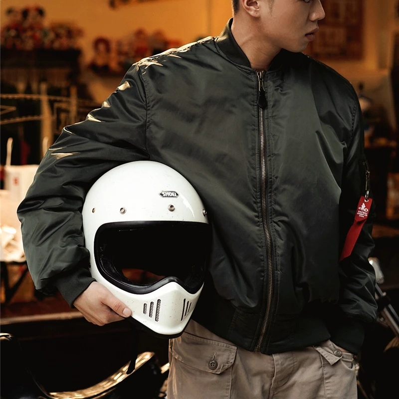 Мужская зимняя куртка бомбер с нейлоновой подкладкой и защитой от ветра|Мужские