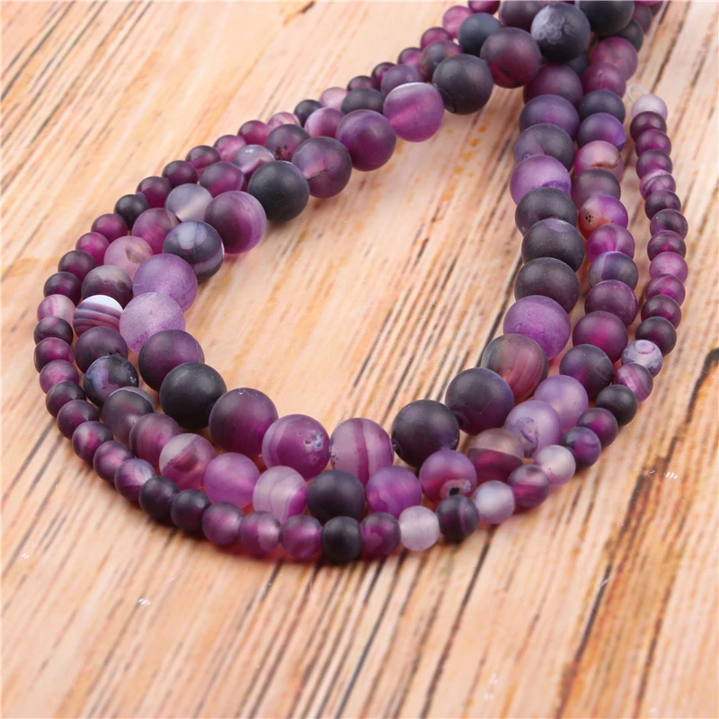 

Wholesale Purple Stripes 4/6/8/10 / 12mm Natural Stone Loose Beads Jewelry Bracelet Necklace Make