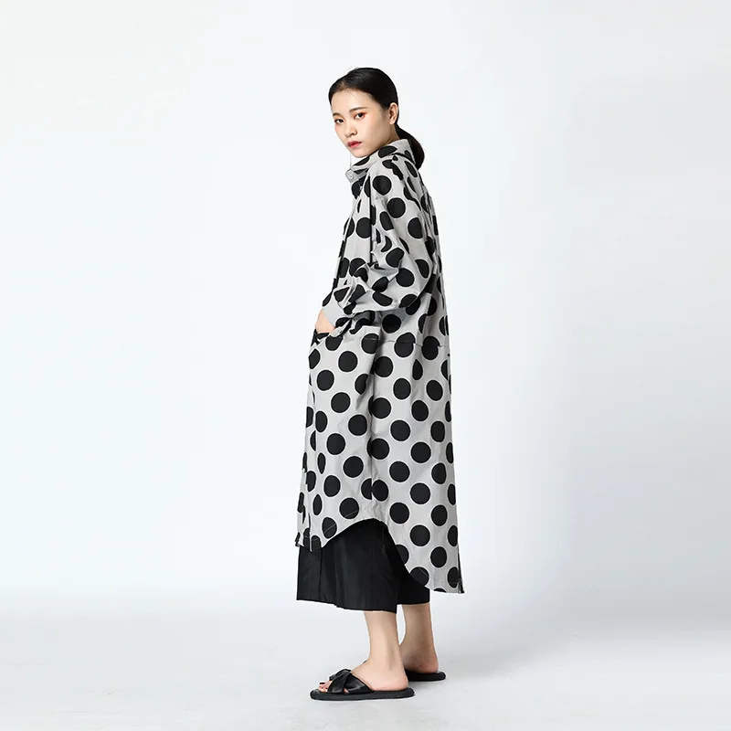 XITAO Длинная блузка с разрезом корейская мода отложной воротник размера плюс