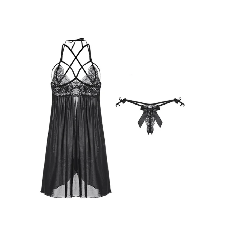 

Pyjamas Women Sexy Lingerie Summer New Jurk Mesh Lenceria Mujer See Through Sous Vetement Femme Sexy Lace Nightdress Home Wear