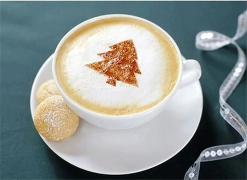 

16Pcs Coffee Stencils Fancy Coffee Printing Model Foam Spray Cake Stencils Coffee Drawing Cappuccino Mold Powdered Sieve Tools