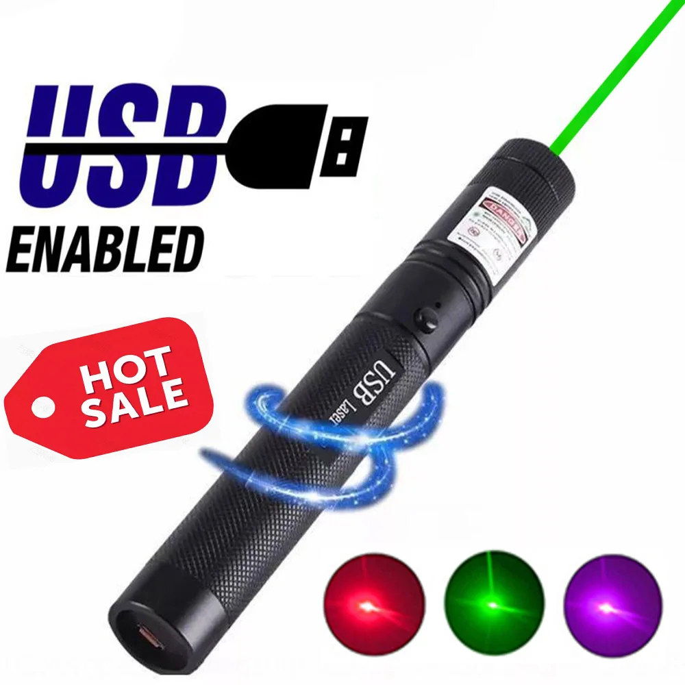 

USB charging green laser 303 pointer 532nm 5mw high-power laser equipment purple red laser sight super far radiation 8000m
