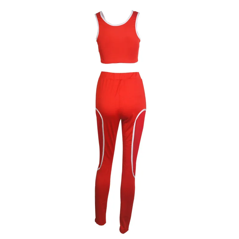 

Women Sets Clothes 2020 Summer Tracksuit Sexy Crop Tank Top + Pants Sets Sleeveless Contrast Color Casual Trousers Suit Outfits