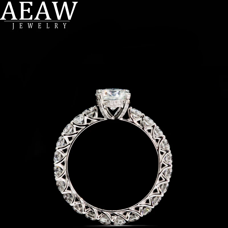 

AEAW Solid 10k 14K 18White Gold Luxury 1.0ct 6.5mm Engagement Ring Wedding Moissanite Ring Full Enternity Diamond Band For Women