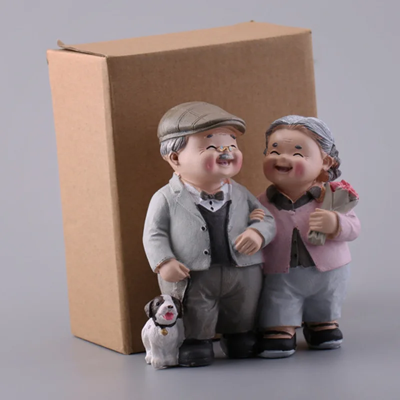 

Figurine The Elderly Couple Birthday Wedding Home Living Room Resin Decoration KI