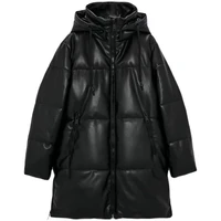 womens jacket winter women thick oversize faux leather jacket hoodie parka zipper long jacket coat female outerwear overcoat