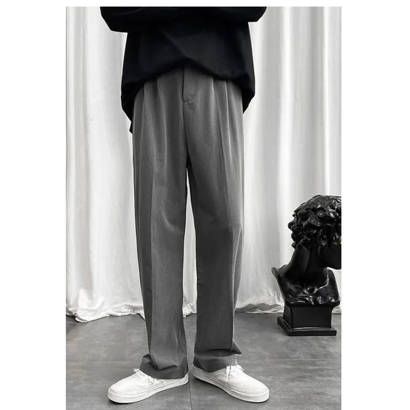 

Men's trousers 2021 spring autumn new solid color drape small trousers loose straight-leg pants casual trousers for teenagers