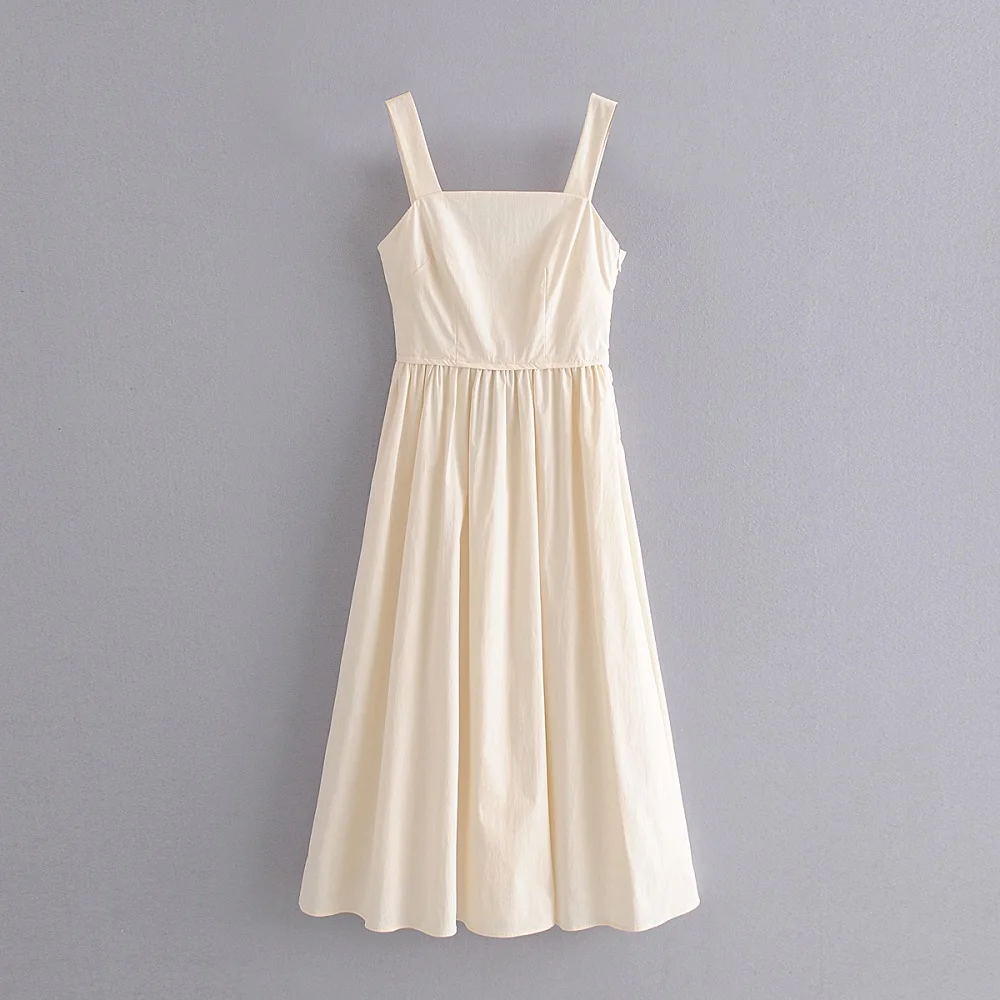 2020 Новое Женское платье с квадратным воротником А-силуэта Стройное длинное на