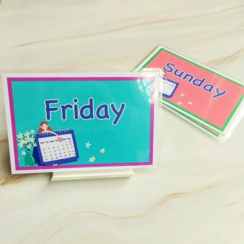 

A Week Vocabulary Learning Cards Monday Tuesday 7pcs English Word Flash Card Early Education Children's Game Word Pocket Card