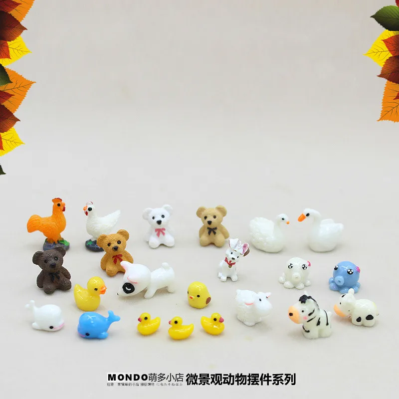 Micro Landscape Animal Model Ornaments Lamb Rabbit Dog Duck Cow Sea Fish Potted Succulent Miniature Material Figurine Toys Decor | Игрушки и