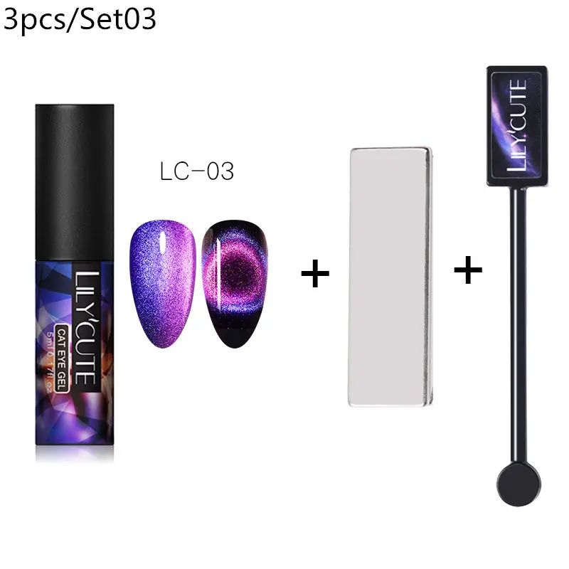 magnet 3pcs 03 LILYCUTE 9D Auroras ногтей Гель-лак «кошачий глаз» Гель-лак для использования с магнитом звездное небо замочить от УФ Магнитный Гель-лак для ногтей 5 мл - Цвет: magnet 3pcs 03