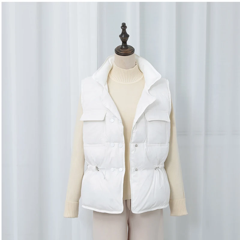 

2020 New Autumn Winter Women Jackets White Duck Down Jacket Short Down Coat Parka Ladies Sleeveless coat