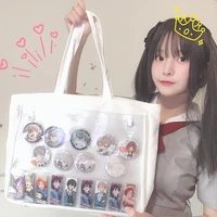 kawaii japanese anime itabag women shoulder ita bag with clear window show doll badge cosplay canvas tote handbag ita bag gift