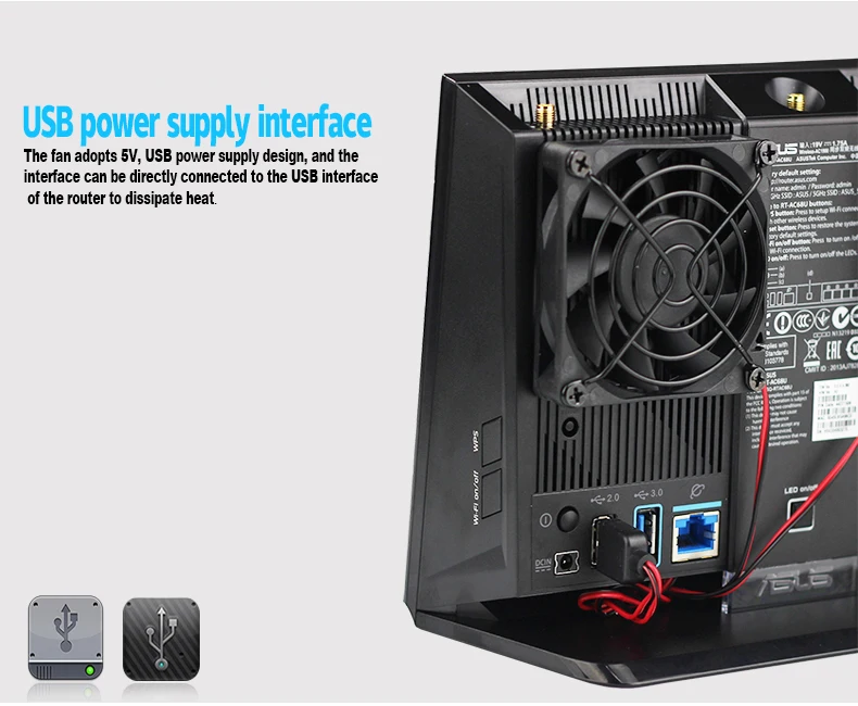 ASUS маршрутизатор AC86U EX6200 Вентилятор охлаждения 7 см тихий вентилятор USB вентилятор охлаждения RT-AC68U AC1900P Tenda AC15 маршрутизатор Вентилятор охлаждения температура