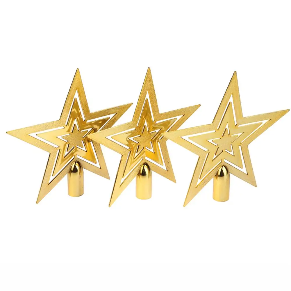 

Iron Star Gold Christmas Tree Toppers Decoration New Year Ornament Art Beautiful Five-point Stars Accessories Decorative Crafts