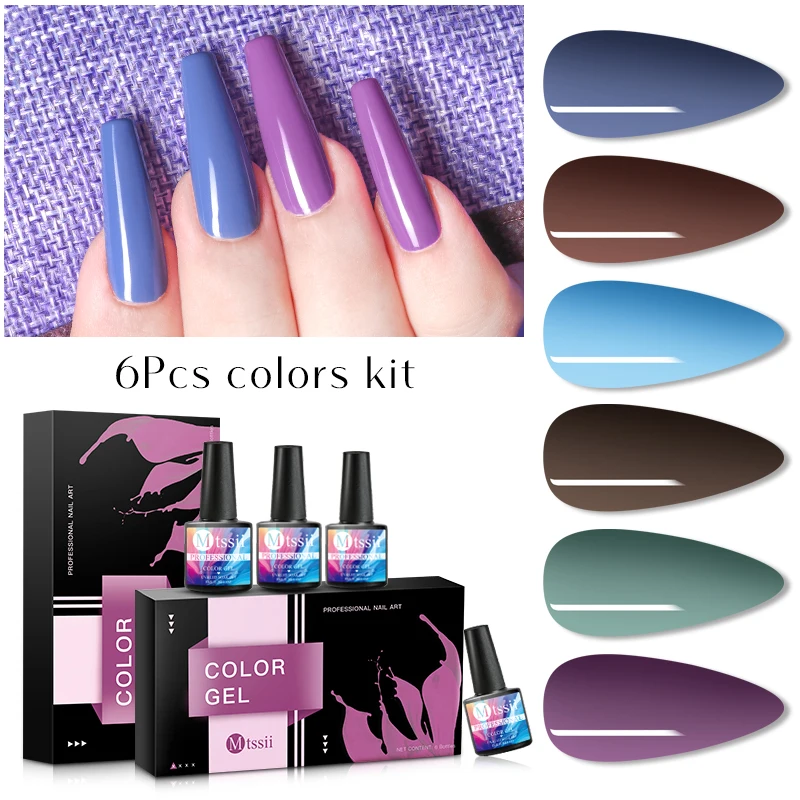 Mtssii 6 шт./компл. набор гель лаков для ногтей темного цвета отмачиваемый