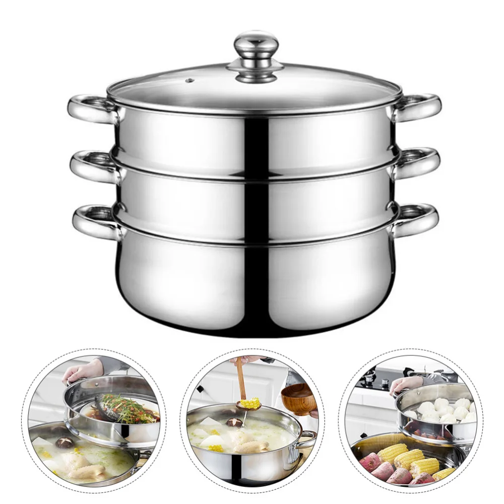 

Stainless Steel Stockpot for Home (Tree-Layer, Super Thick-28cm)