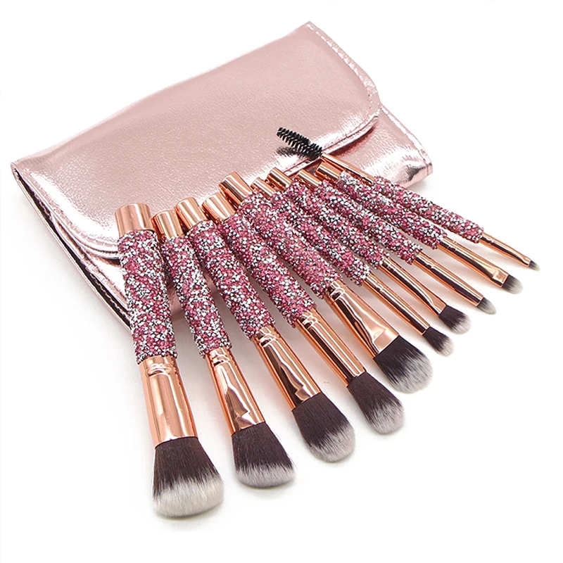 

Набор кистей для макияжа, инкрустированных алмазами, 10 шт.