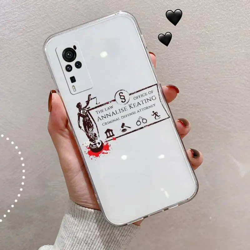 

How to Get Away with Murder Phone Case Transparent for vivo X 50 60 30 21 27 20 7 9 i s pro plus custom protective shell