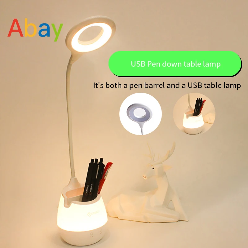 

Led Eye Protection Table Lamp Rechargeable Bedside Night Light Study Bedroom Usb Creative With Pen Holder Mobile Phone Holder