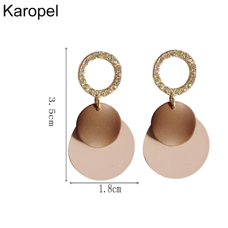 

S925 Silver Needle Personality Geometric Circle Diamond Earrings Temperament Brown Earrings Beautiful Contrast Women Earrings