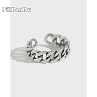 pilmandu s925 sterling silver finger rings punk adjustable vintage chain ring ins simple women street jewelry anniversary