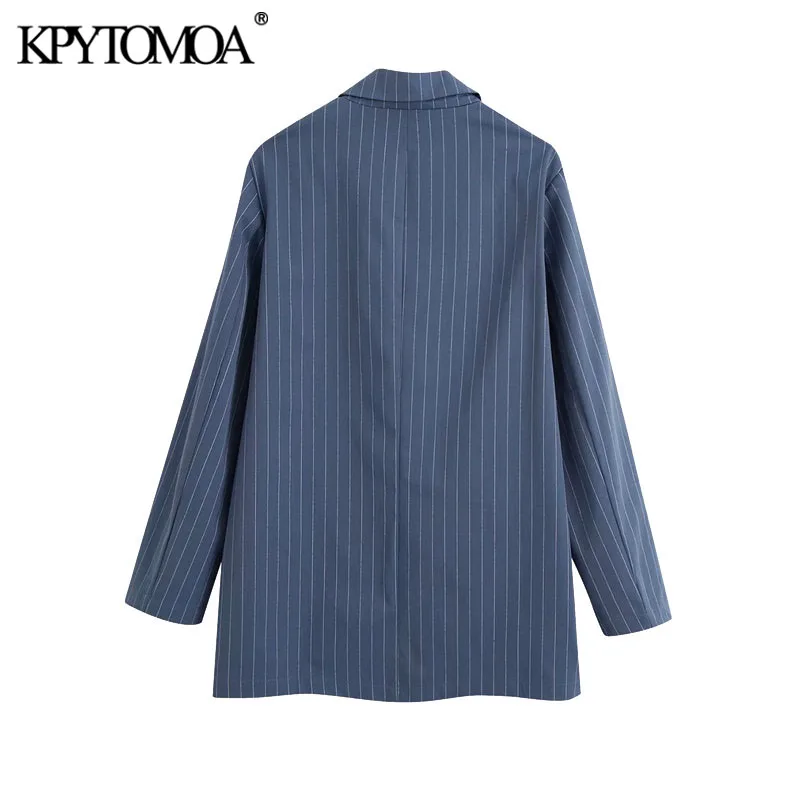 KPYTOMOA Женская мода 2020 офисная одежда двубортный полосатый Блейзер Пальто