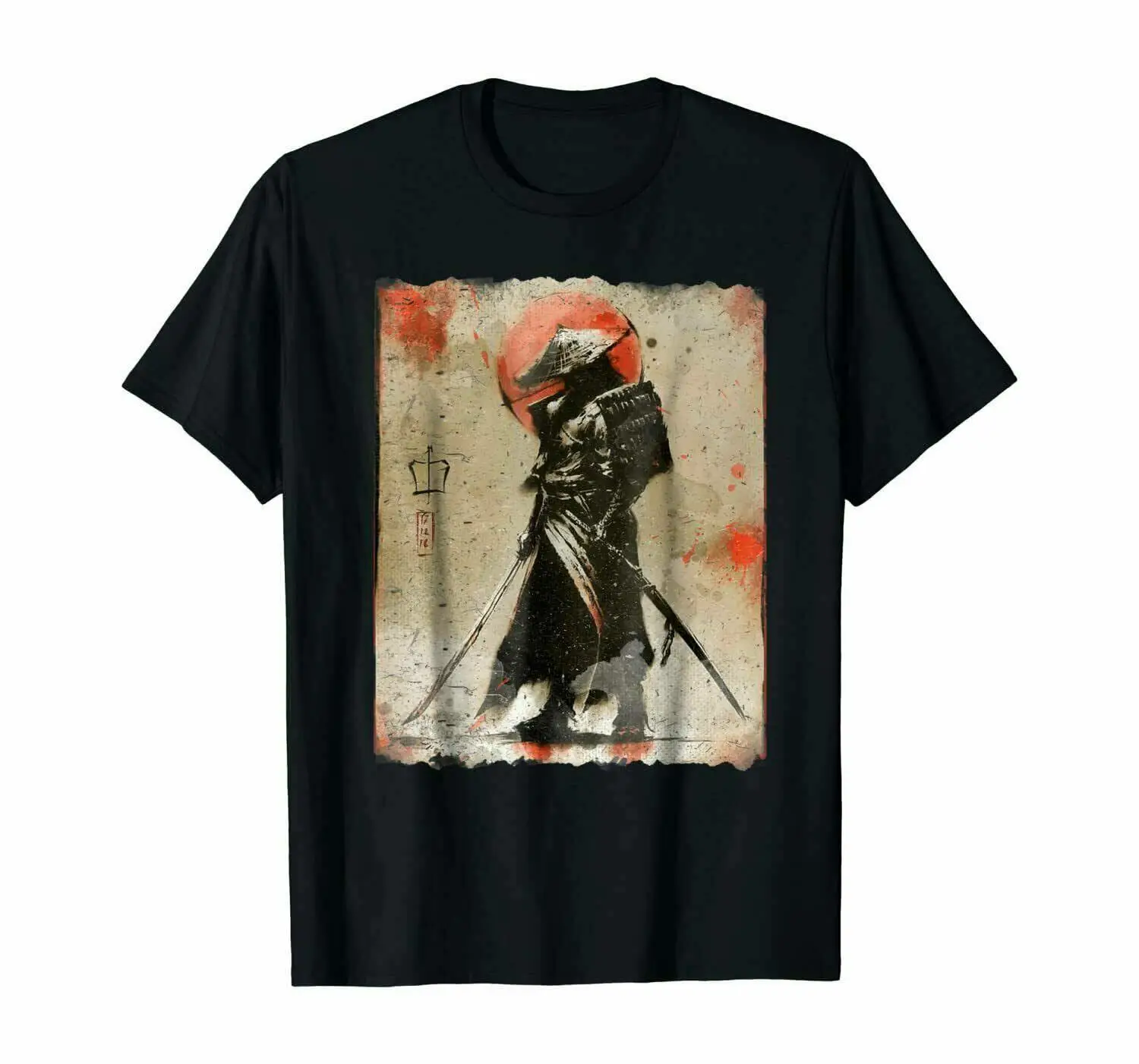 Футболка с самураем японская Ретро футболка художественным принтом Bushido хлопок