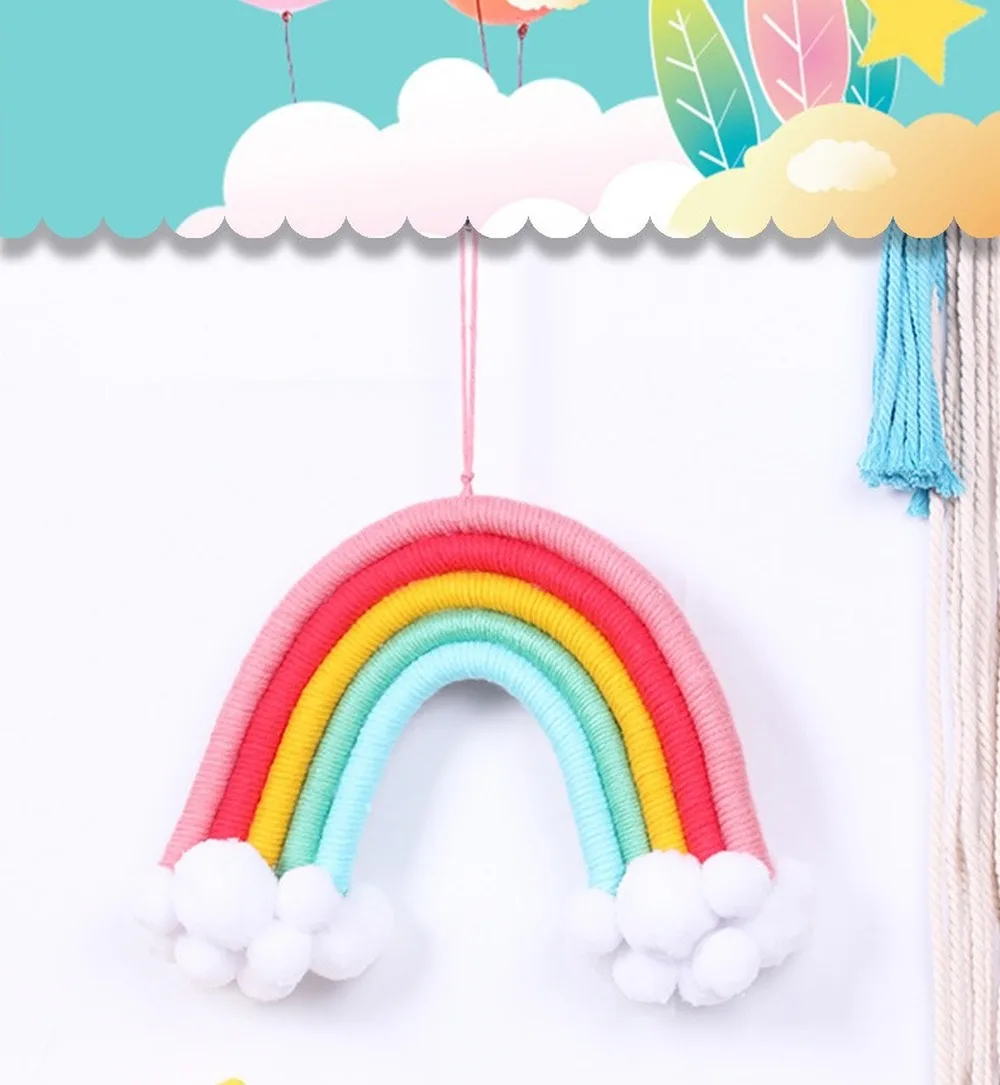 5 Layers Hand Woven Rainbow Wall Decor for Bedroom Nursery Baby Kids Rooms Colorful Tapestry Rope Woven Tassel Wall Hanging Toys