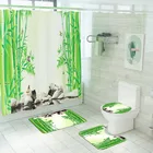 Летний стильный зеленый бамбуковый коврик для ванной и душевая занавеска, Набор ковриков для ванной комнаты, коврики для туалета, коврик для ног для ванной комнаты