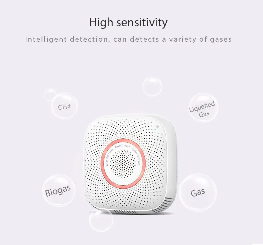 Wi-fi, умный телефон, дистанционный, тревожный, горючий, биогаз CH4, детектор утечки, пожарная безопасность, связь, безопасность, умный дом, датчик утечки сжиженного газа