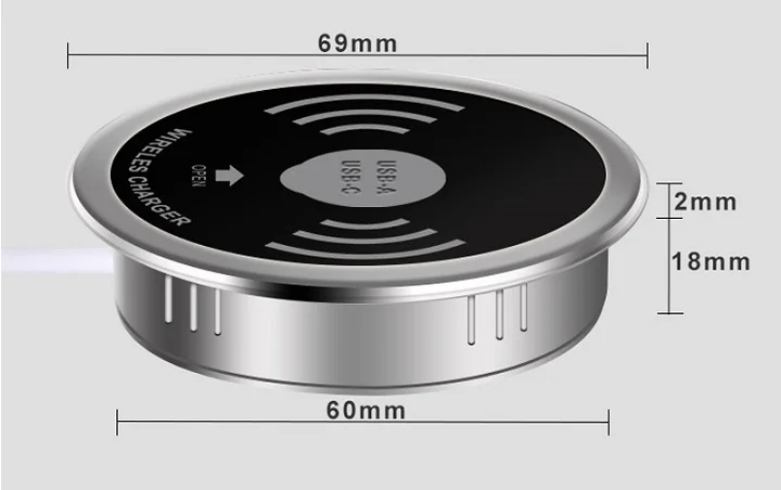 

Built-in desktop wireless fast charger 10W 7.5W or 5W USB-A Type-C 15W fast charger 3.0 embedded Qi Caricabatter Wireles charger