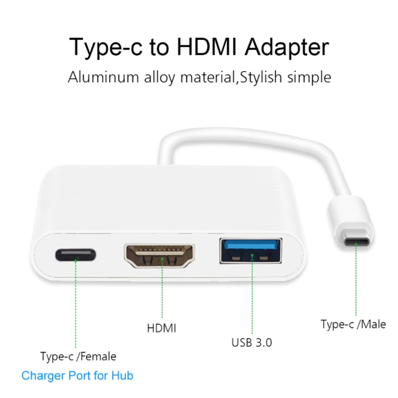 4K 1080P Type-C концентратор USB 3.1 Type c адаптер C к HDMI-совместимый кабель зарядный