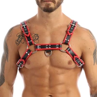punk mens sexy erotic lingerie chest harness belts faux leather adjustable body bondage cage costume with buckles d rings